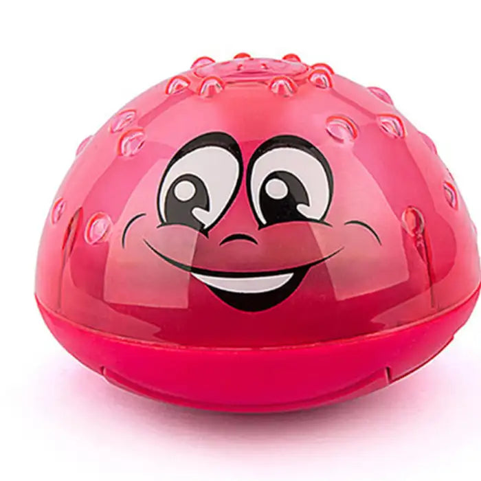 Bath toys shaped like a red dome with smiling cartoon face, great for children’s water play.