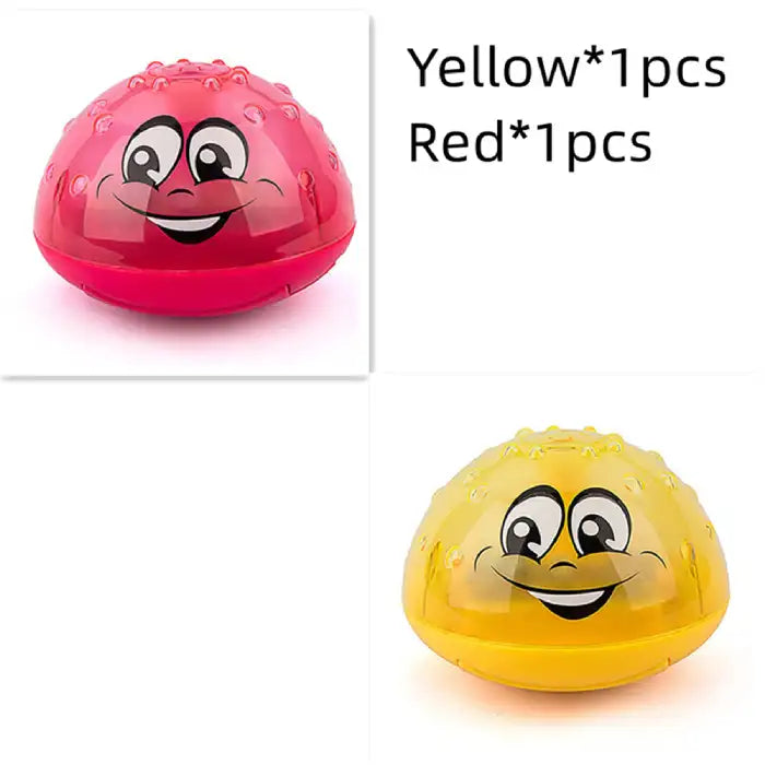Bath toys set includes one red and one yellow smiling dome toy, designed for bath or pool time play.