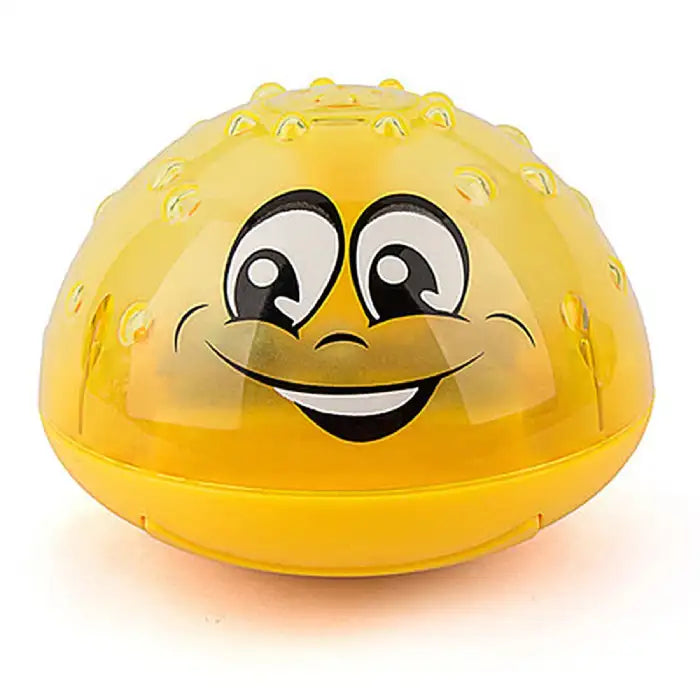 Bath toys in yellow dome shape with smiling cartoon face, ideal for water play in bath or pool.