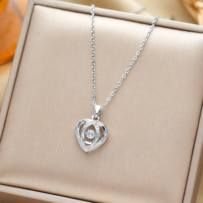 Dancing Love Heart Pendant Necklace for Holiday Gifts