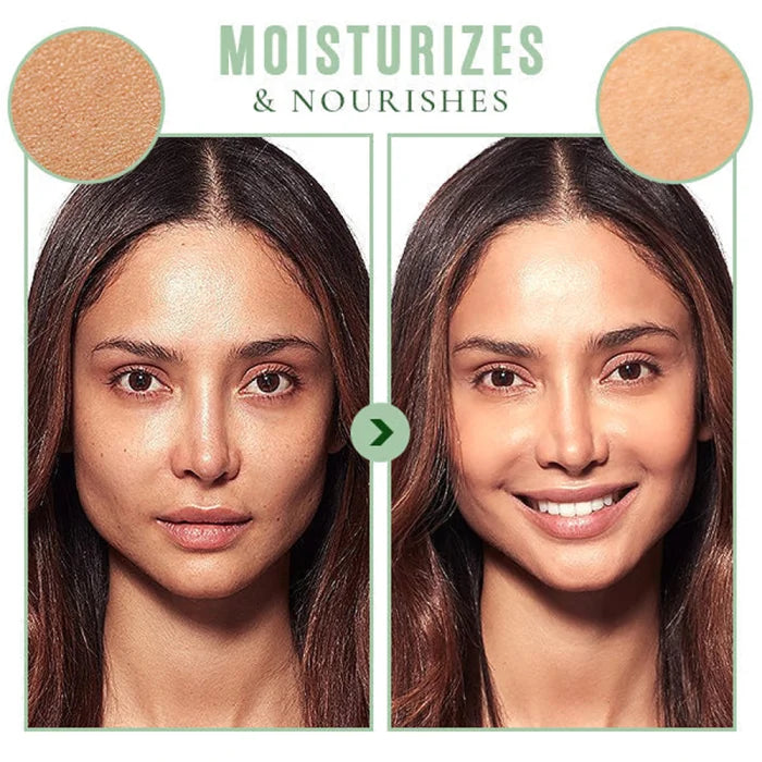 Before and after comparison of skin care treatment showing clear results.