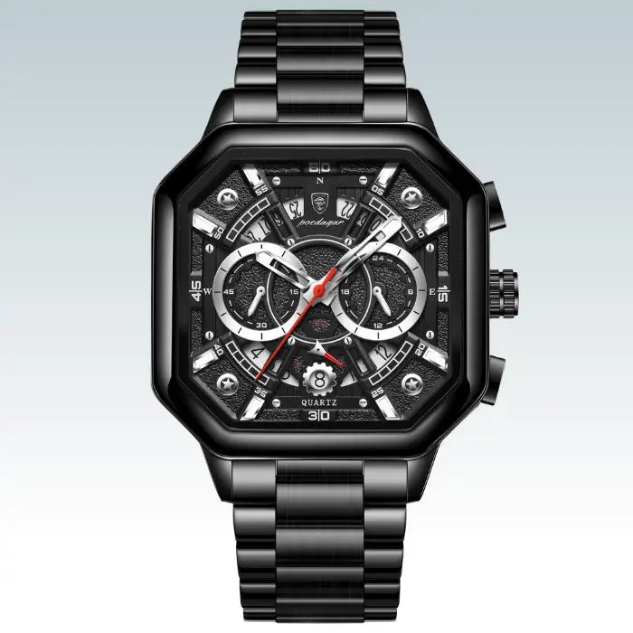 Luxury Quartz Watch with Luminous Dial and Waterproof Design