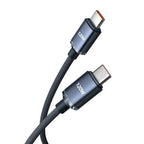 Black braided 120W Type-C fast charging cable for durable and efficient charging performance.