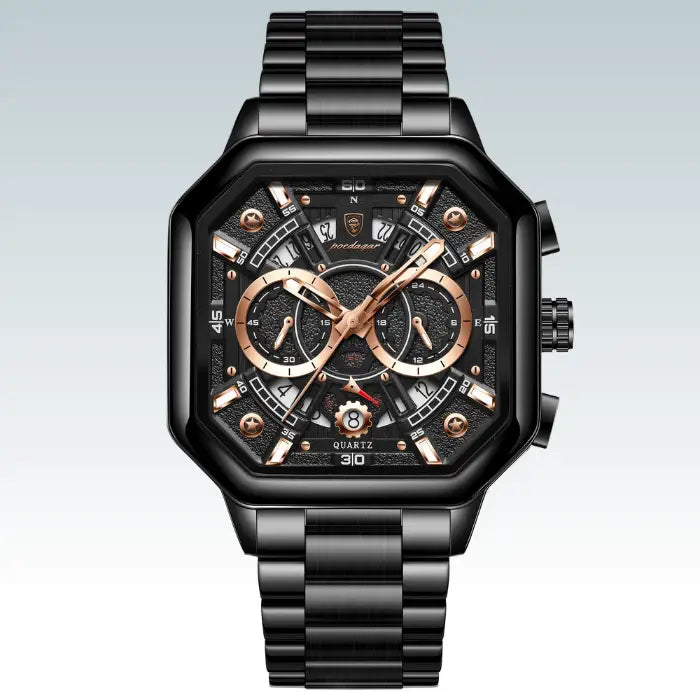 Luxury Quartz Watch with Luminous Dial and Waterproof Design