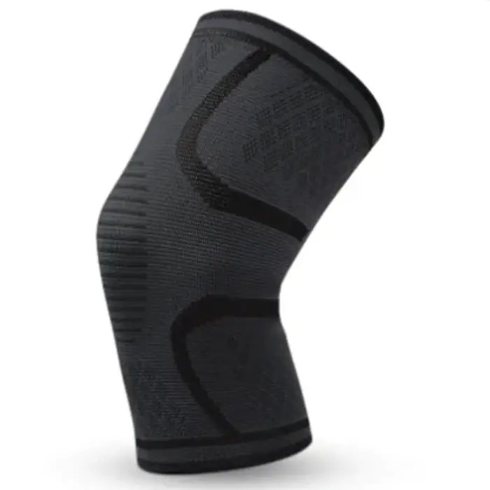 All-black knee compression sleeve with subtle contoured design, providing discreet support and pressure relief for joint protection