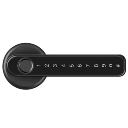 black door lock with finger print scanner and combination