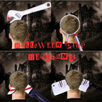 Collection of bloody weapon headbands Halloween costumes with knives, cleaver, and props