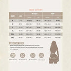 Body shaper faja size chart with waist and hip measurements and care instructions for best fit.