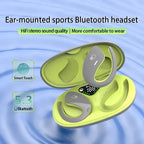 Bone Conduction Earbuds in green case with Bluetooth 5.3 and smart touch functionality
