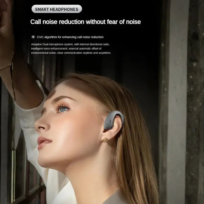Bone Conduction Earbuds with adaptive noise reduction for clear voice calls in noisy environments