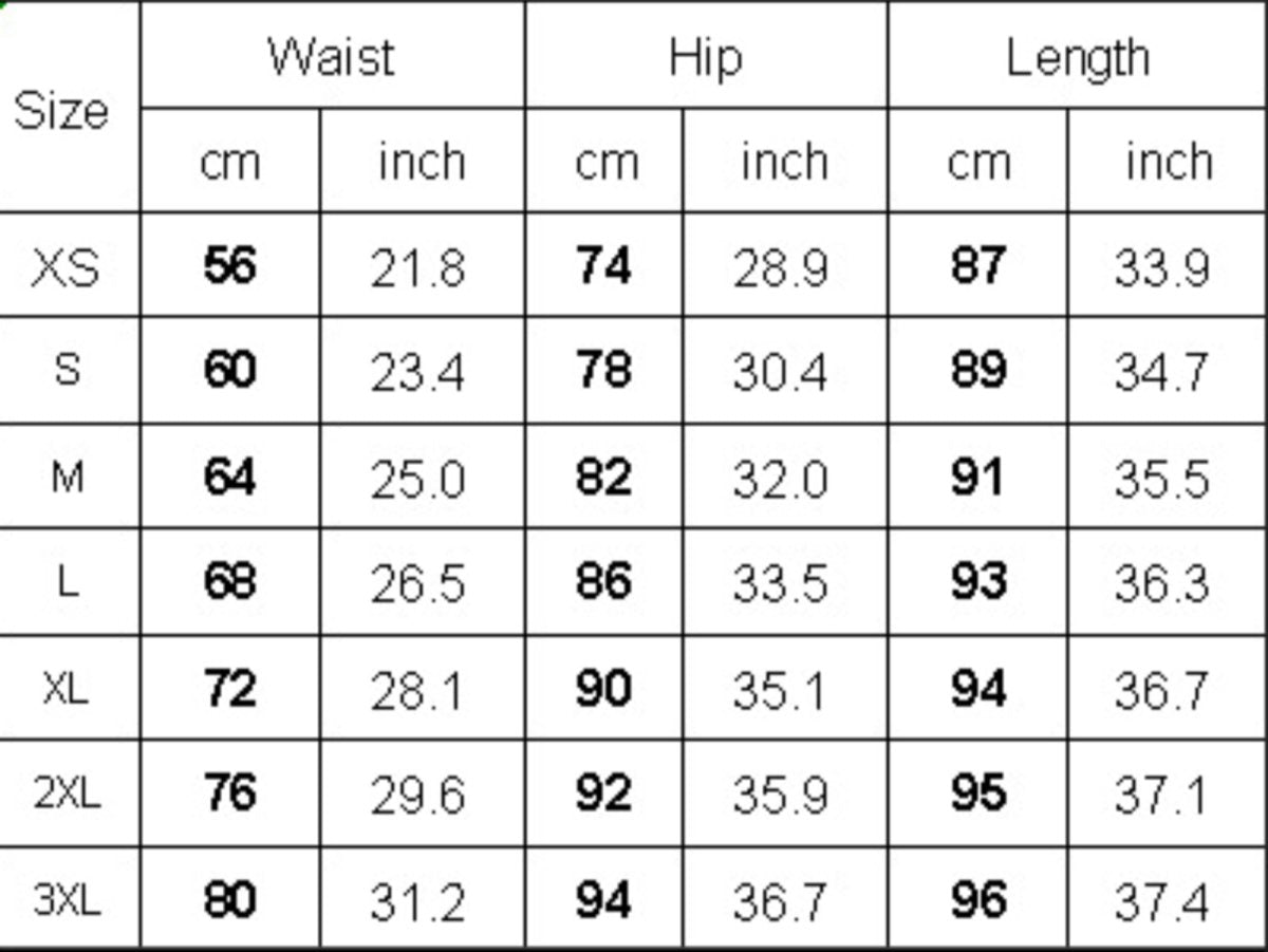 Booty Lifting Scrunch Leggings Size Chart.  UrSuperMart