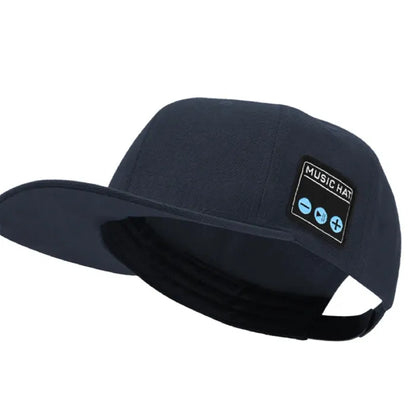 Blue color bluetooth music hat with volume and track control remote, pair to your phone or tablet.