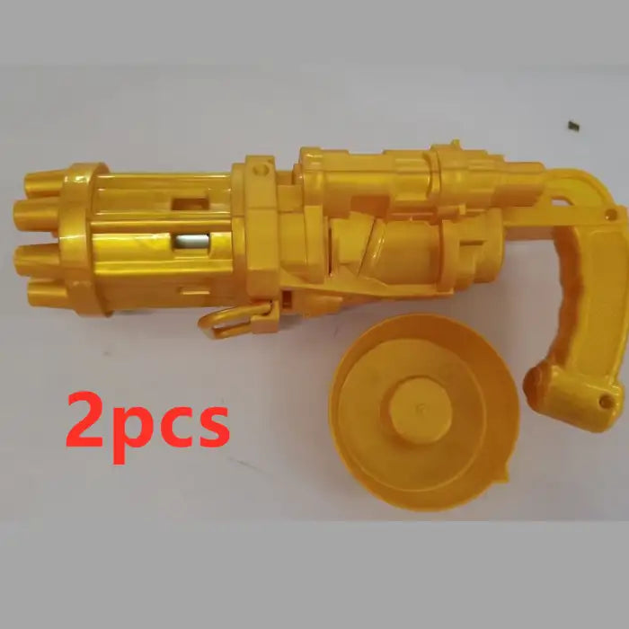 Bubble Maker Gun two-pack in yellow color shown with red 2pcs label on gray background.