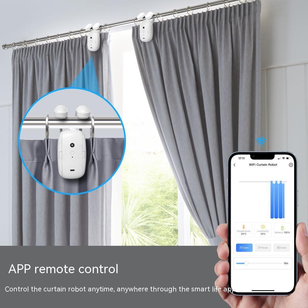 Smart Curtain Opener for Roman Rods, Voice & Remote Control