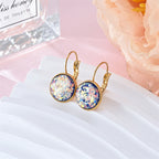 Gold Leverback Earrings - Sparkly Opal Dangle Style