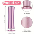 Callus remover detailed size chart showing matte texture, 360° spin, and ergonomic shape.