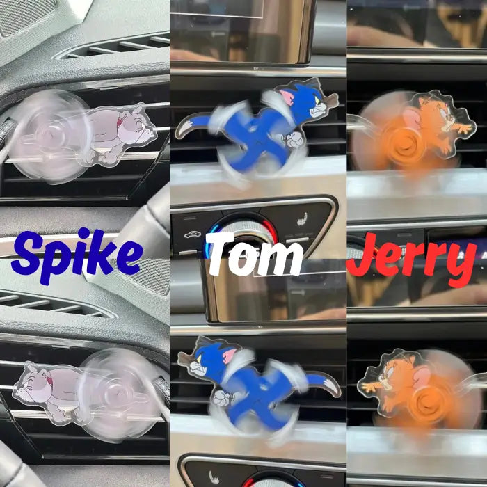 Car Air Freshener set featuring spinning cartoon characters on car vents