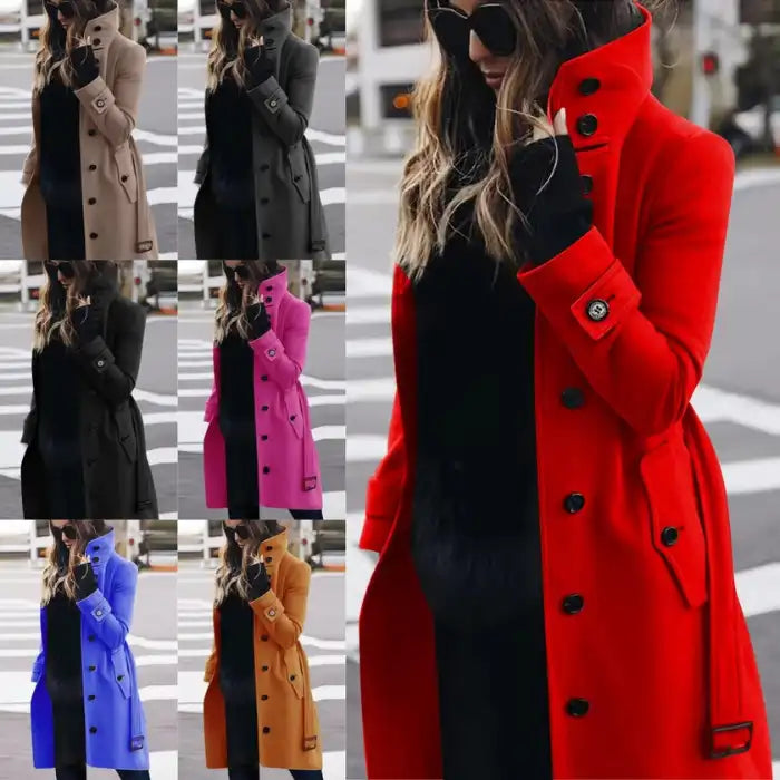 Cardigan Large Coat in multiple colors including red, beige, black, pink, blue, green, and orange.