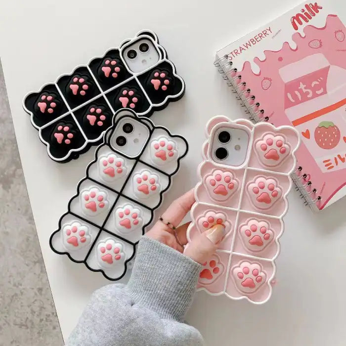 iPhone Cases with 3D Paw Print Grip