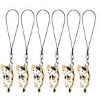 cat phone charm set showing cute calico cat enamel charms