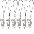 cat phone charm set with gray and white kitten charms on black straps
