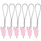 cat phone charm set featuring pink cat enamel charms