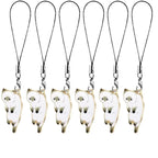 cat phone charm set with white kitten charms on black straps