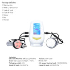 Cavitation Body Massager kit contents including RF heads, cavitation head, charger, and manual