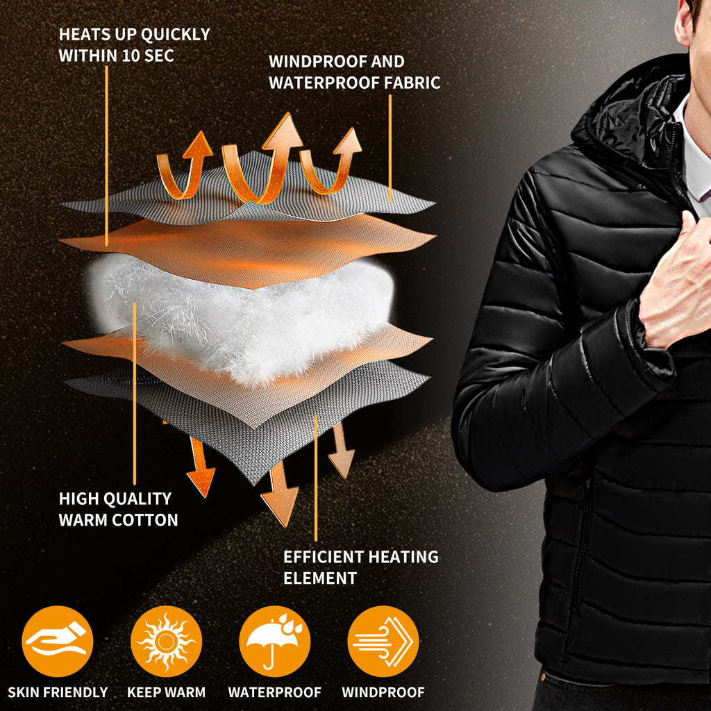 Heated Puffer Jacket for Men Stay Warm Outdoors - UrSuperMart