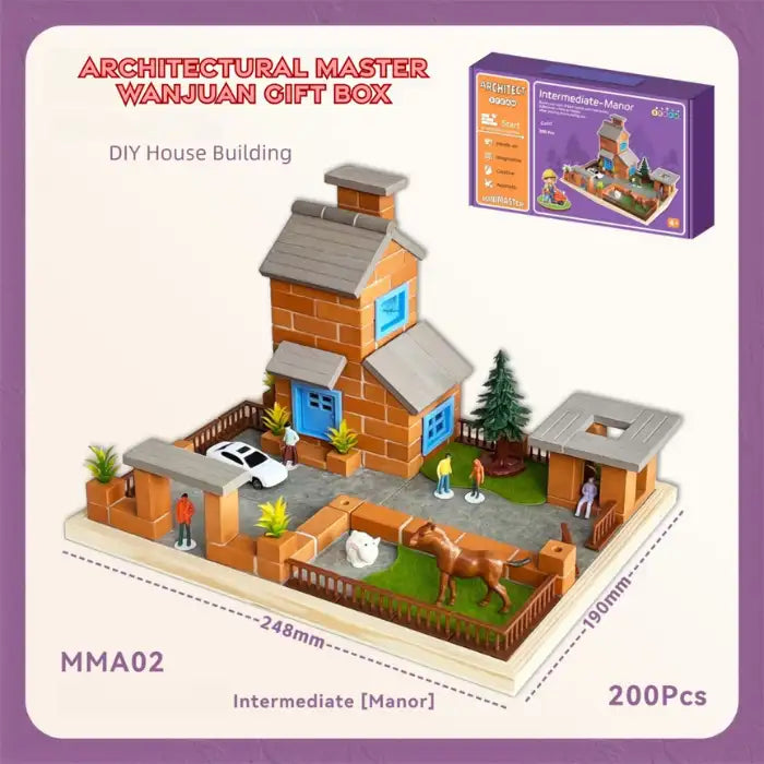  Children Puzzle intermediate manor gift box set with 200 pieces and a complete house scene.