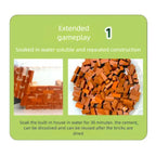 Children Puzzle reusable mini bricks shown dissolving in water for repeated construction play