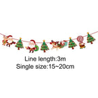 Christmas Banner with Santa, sleigh, reindeer, trees, hot air balloon, and gifts on 3m hanging garland.