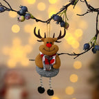 christmas decorations elderly reindeer plush ornament with red nose scarf and dangling legs on branch