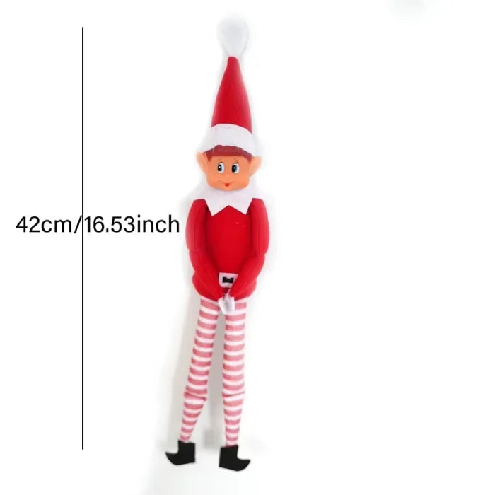 Red Christmas elf shown with height measurement of 42cm or 16.53 inches