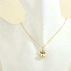 christmas jewelry gold necklace with multicolor crystal jingle bells pendant
