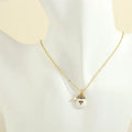 christmas jewelry gold necklace with white enamel santa face charm