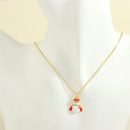 christmas jewelry gold necklace with red and white snowman pendant