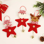Christmas Pendant Christmas red felt star ornaments featuring Santa, snowman, and reindeer designs