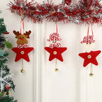 Christmas Pendant Christmas hanging red felt star ornaments with Santa, snowman and reindeer