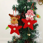 Christmas Pendant Christmas felt reindeer and snowman star ornaments hanging on Christmas tree