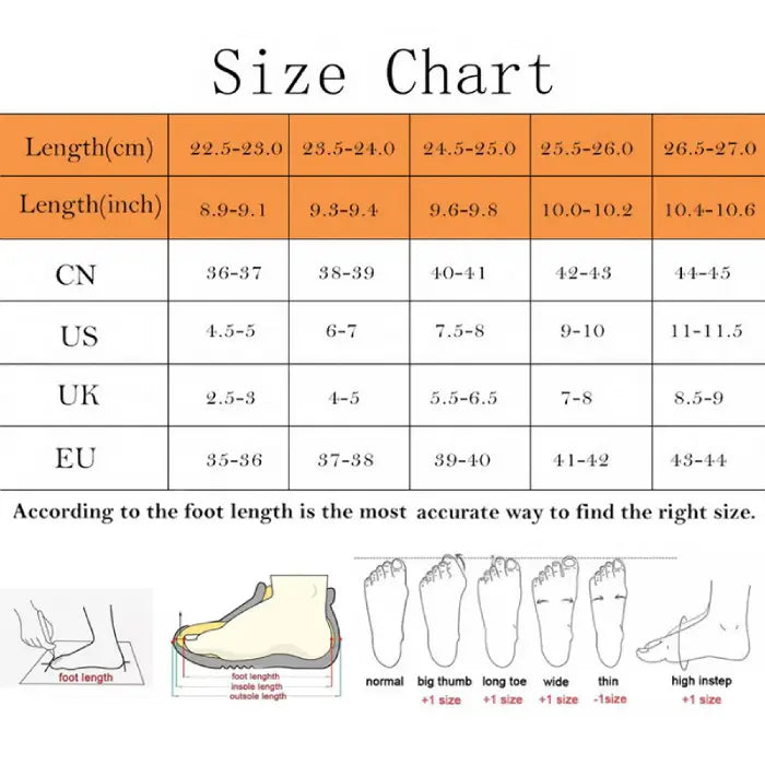 Size chart for Christmas slippers with detailed foot measurements and conversion.