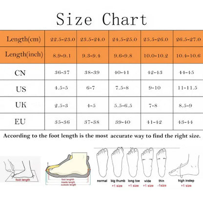 Size chart for Christmas slippers with detailed foot measurements and conversion.