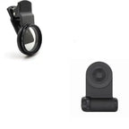 Multifunctional phone grip/stand with magnetic camera handle shown with clip-on CPL lens accessory