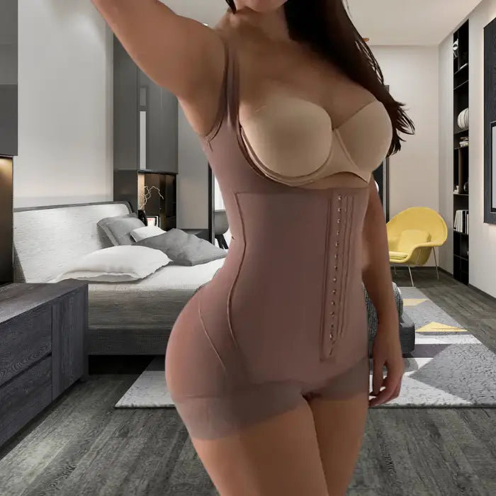 Colombian Faja Curve Enhancer full nude bodysuit with adjustable straps and high compression design.