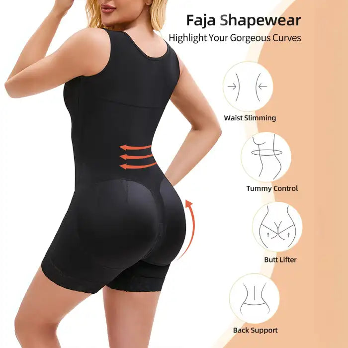 Colombian shapewear faja with waist slimming, butt lifting, tummy control and back support features