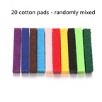 Set of 20 colorful cotton pads for use with essential oil diffuser pendants, randomly mixed colors.