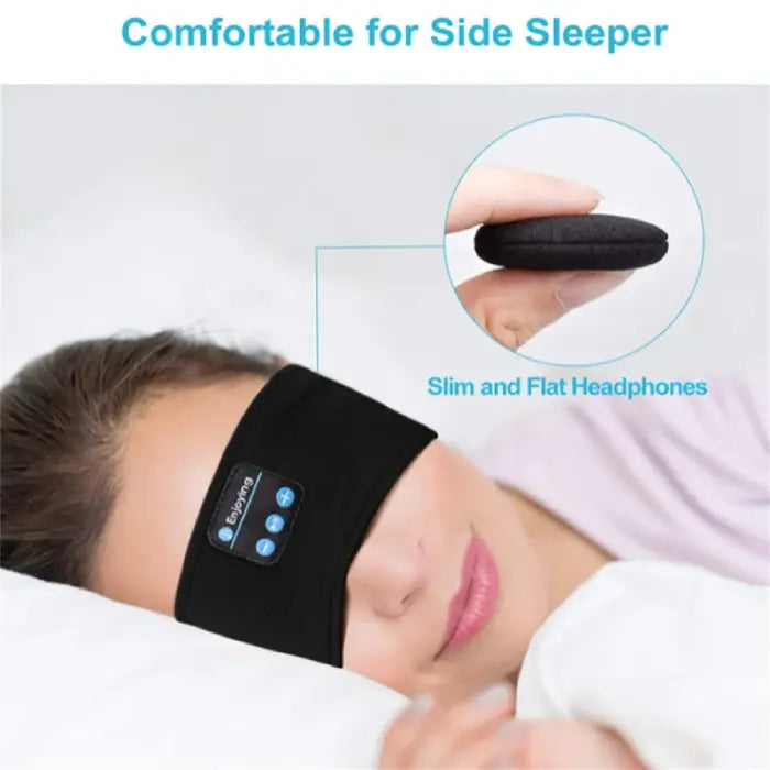 Bluetooth headband designed with slim headphones, ideal for side sleepers.