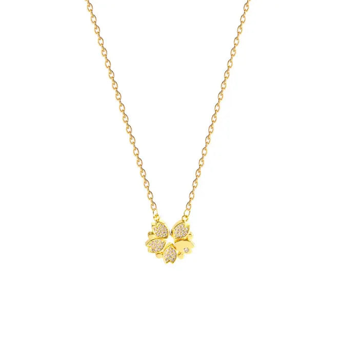 Convertible Heart Necklace small gold clover pendant with sparkling heart details