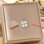 Convertible Heart Necklace shown in silver with clover-shaped pendant and heart detail