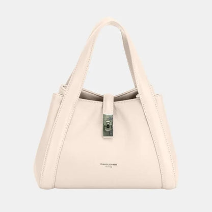 Cream David Jones handbag with silver clasp, elegant and timeless for any wardrobe.